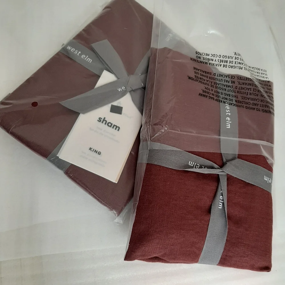 West Elm Belgian Flax Linen King Shams Currant